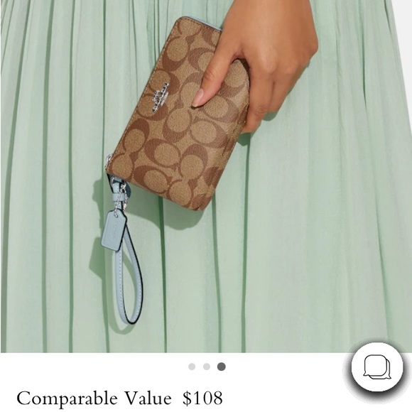 Coach double wristlet sig canvas silver/kahaki powder blue. NWT - Picture 7 of 8